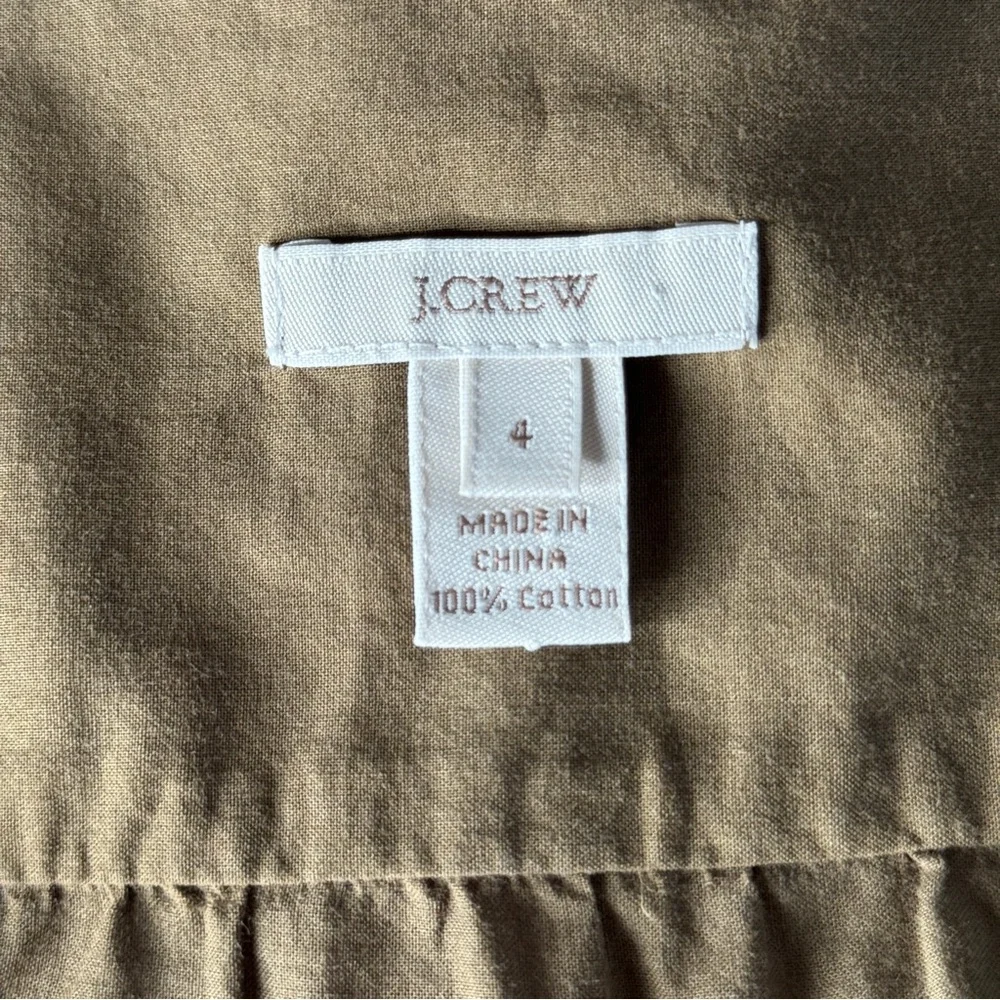 J.Crew Olive Green 100% Cotton Button-Up Women's Top Embroidery Lace Embroidered - Picture 9 of 11